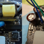 Puerto UART del Xiaomi Mi WiFi Repeater Pro con pines soldados para acceder a la consola serie.